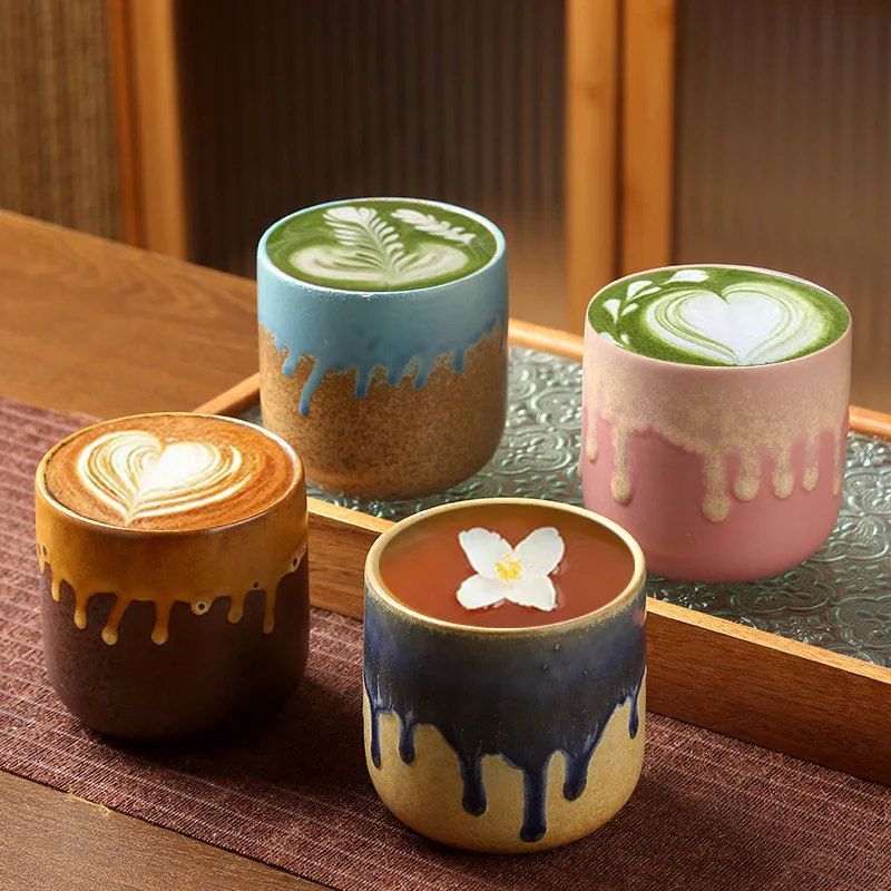 250ML Retro Coffee Mug Japanese-style Ceramics Breakfast Cup Creativity Color Matching Latte Cup Afternoon Tea Drinks Drinkware