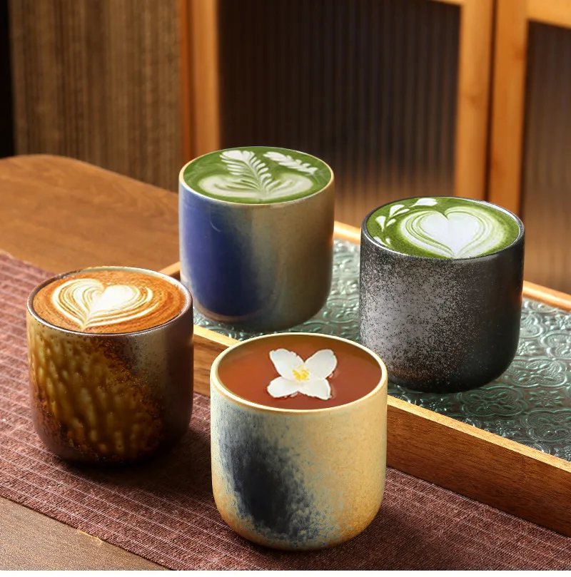 250ML Retro Coffee Mug Japanese-style Ceramics Breakfast Cup Creativity Color Matching Latte Cup Afternoon Tea Drinks Drinkware
