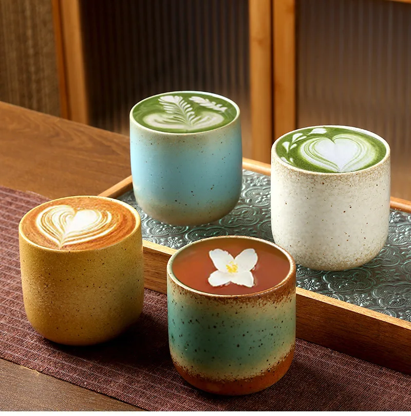250ML Retro Coffee Mug Japanese-style Ceramics Breakfast Cup Creativity Color Matching Latte Cup Afternoon Tea Drinks Drinkware