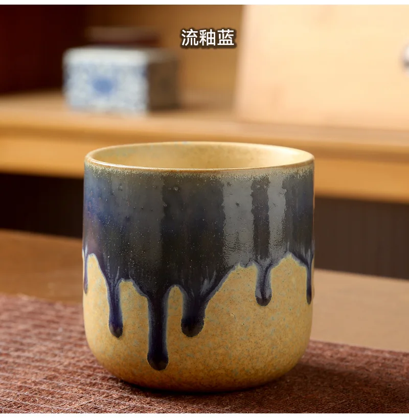 250ML Retro Coffee Mug Japanese-style Ceramics Breakfast Cup Creativity Color Matching Latte Cup Afternoon Tea Drinks Drinkware