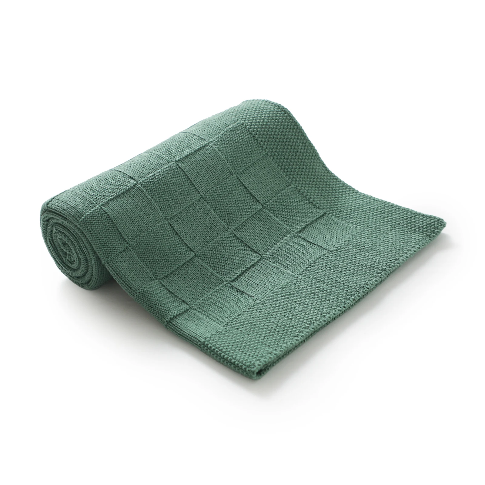 Knitted Baby Blanket Plaid 100*80cm Newborn Boys Girls Green Stroller Basket Nap Sleeping Covers Breathable Infant Receving Crib