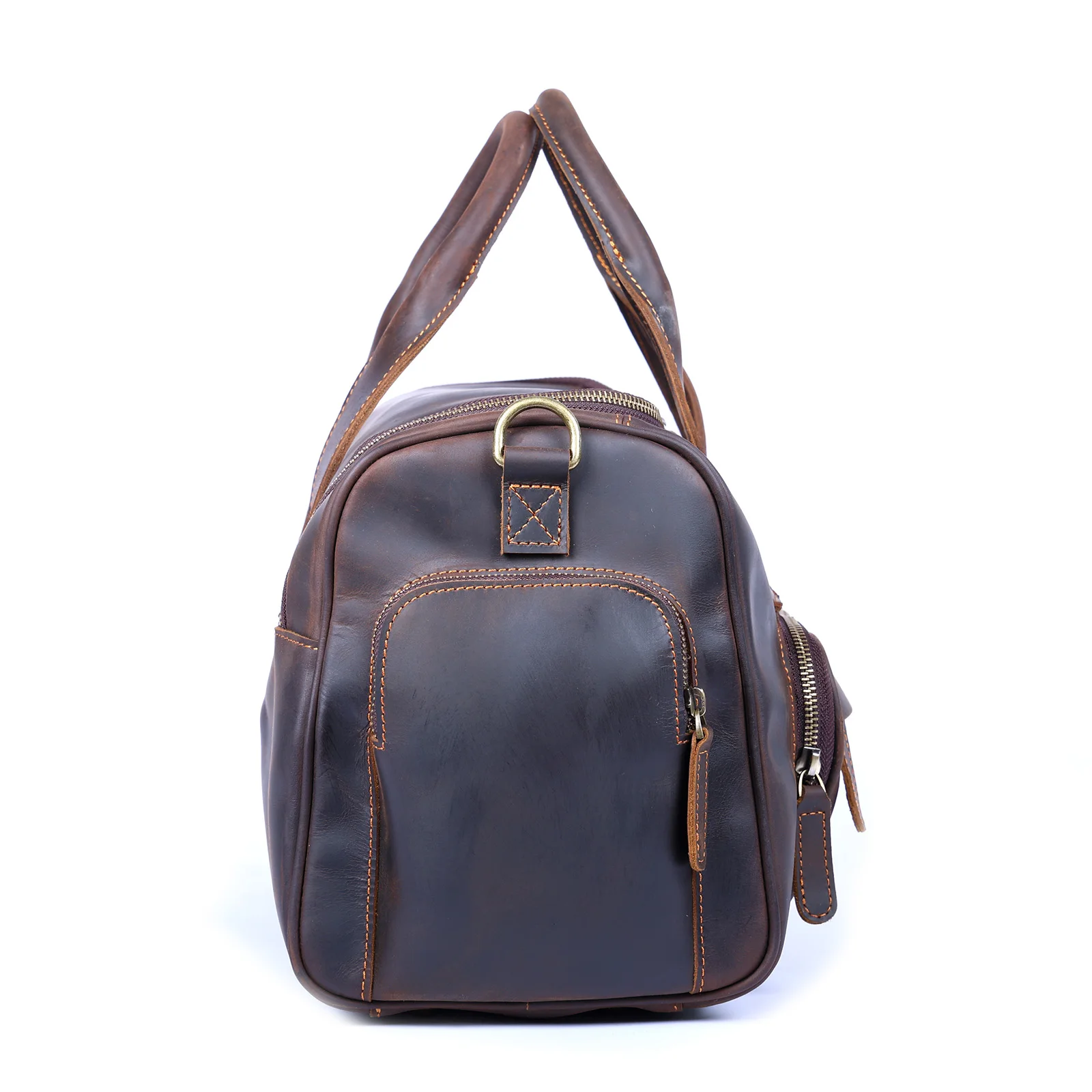 S.WORKER Vintage Genuine Leather Travel Bag Crazy Horse Cowhide Leather Duffel Bag Men's Weekender Bag Gym Bag Carry on Luggage