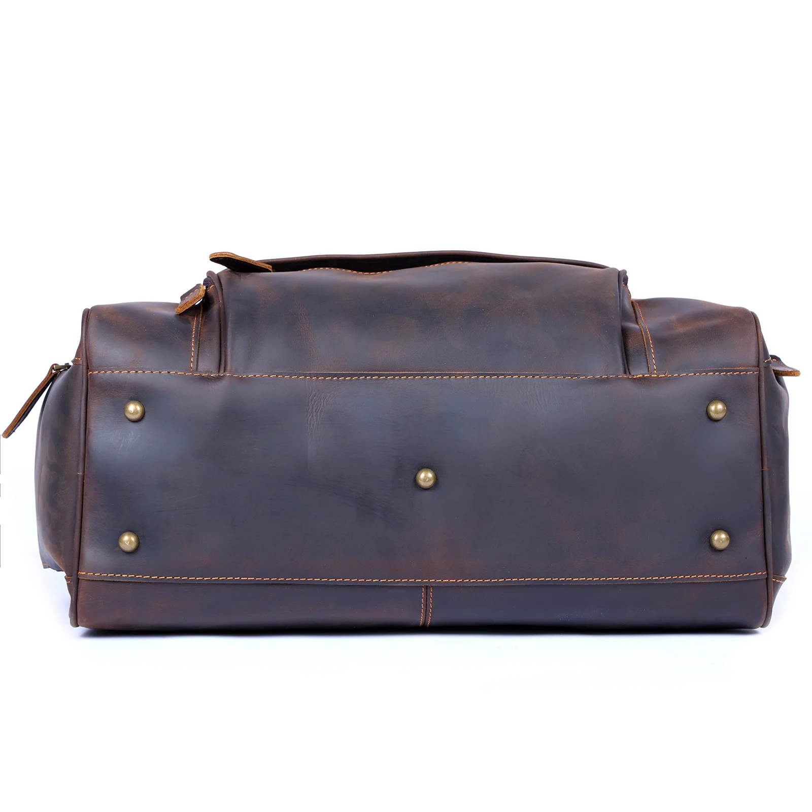 S.WORKER Vintage Genuine Leather Travel Bag Crazy Horse Cowhide Leather Duffel Bag Men's Weekender Bag Gym Bag Carry on Luggage