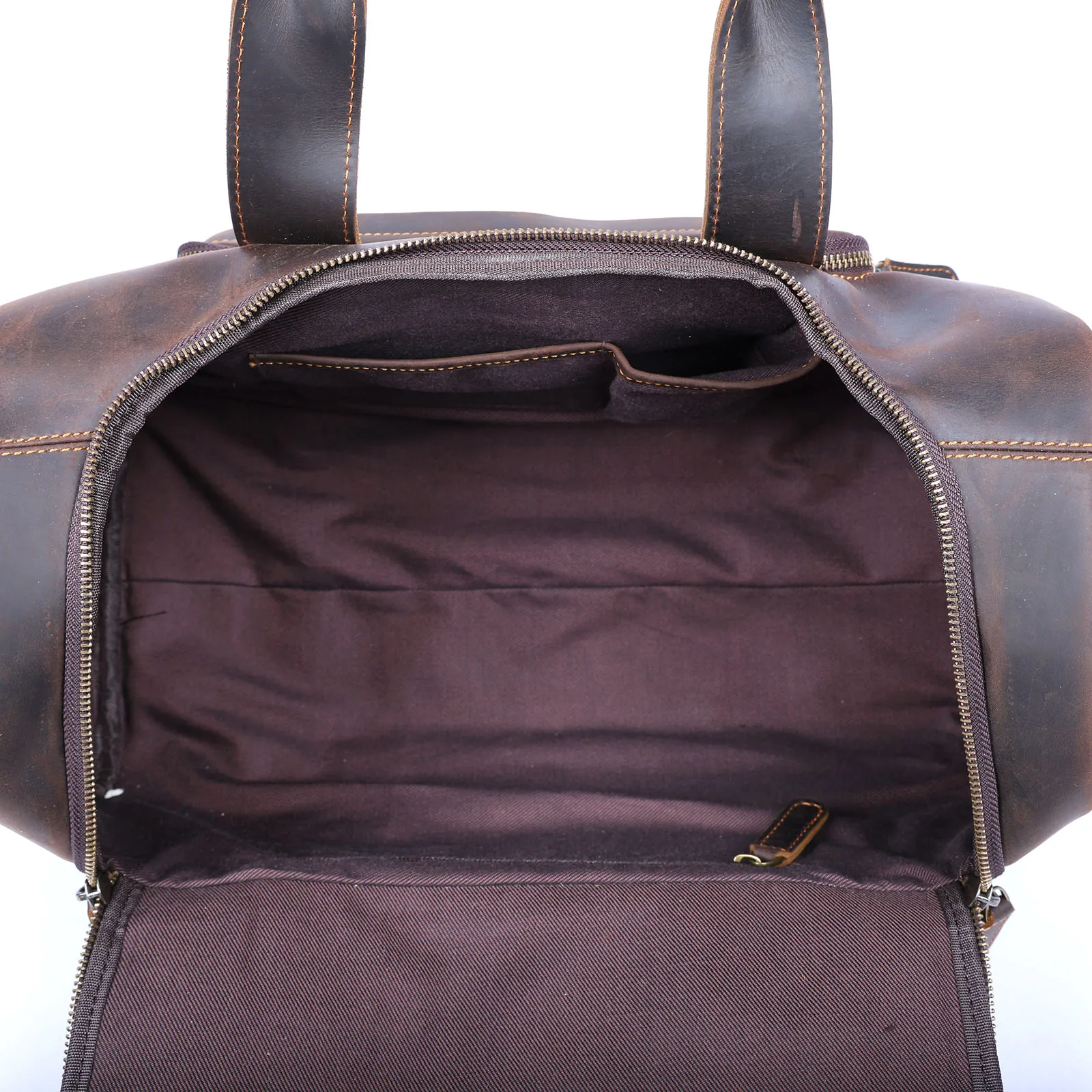 S.WORKER Vintage Genuine Leather Travel Bag Crazy Horse Cowhide Leather Duffel Bag Men's Weekender Bag Gym Bag Carry on Luggage