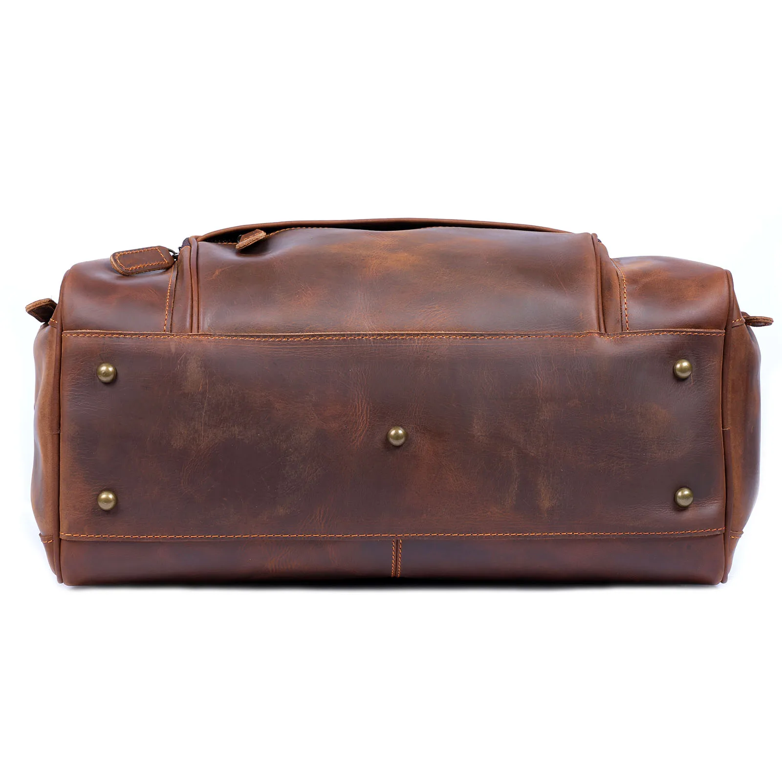 S.WORKER Vintage Genuine Leather Travel Bag Crazy Horse Cowhide Leather Duffel Bag Men's Weekender Bag Gym Bag Carry on Luggage