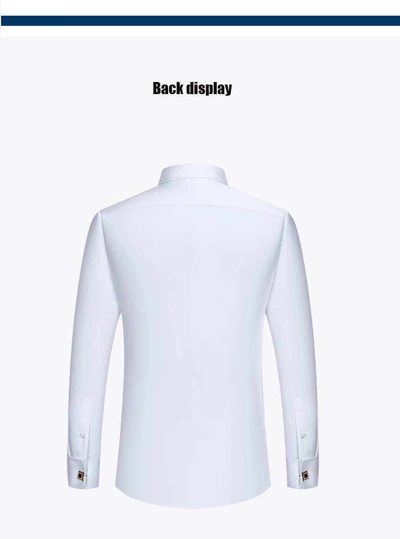 Embroidered French Cufflinks Men's Long-Sleeve Shirt with Collar Pins, Big Collar Dress Shirt for Business Formal Wear, Gentlema