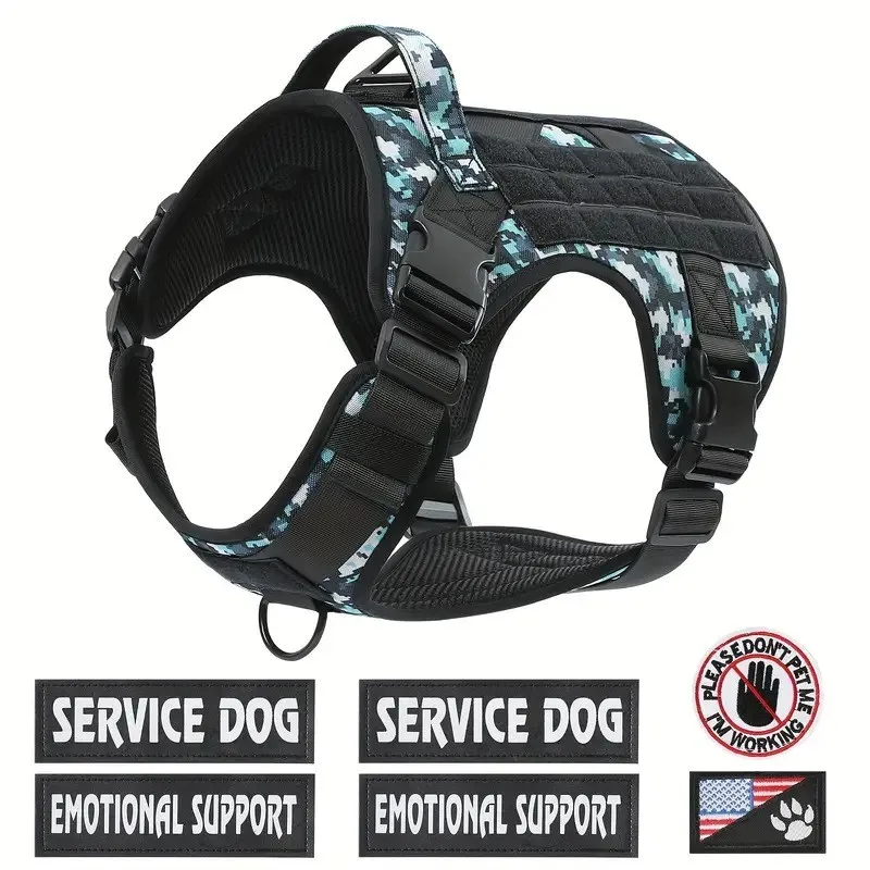 Tactical Dog Harness Adjustable Military Emotional Support Service Dog Vest With Handle & Molle For Medium Large Dogs Easy Contr