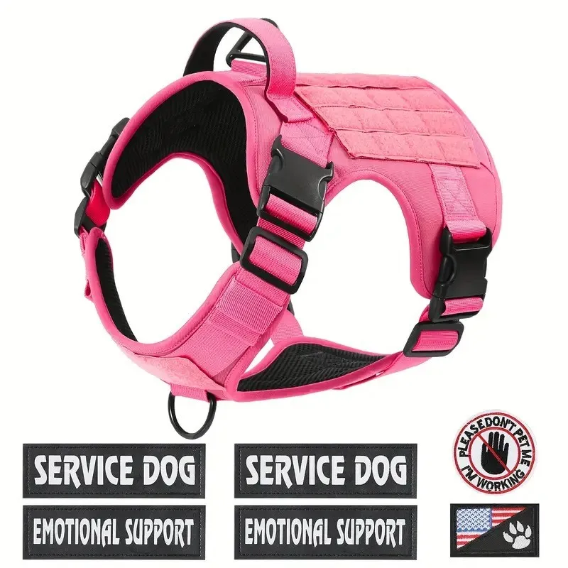 Tactical Dog Harness Adjustable Military Emotional Support Service Dog Vest With Handle & Molle For Medium Large Dogs Easy Contr