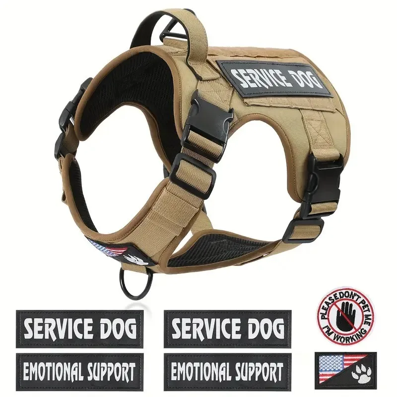 Tactical Dog Harness Adjustable Military Emotional Support Service Dog Vest With Handle & Molle For Medium Large Dogs Easy Contr