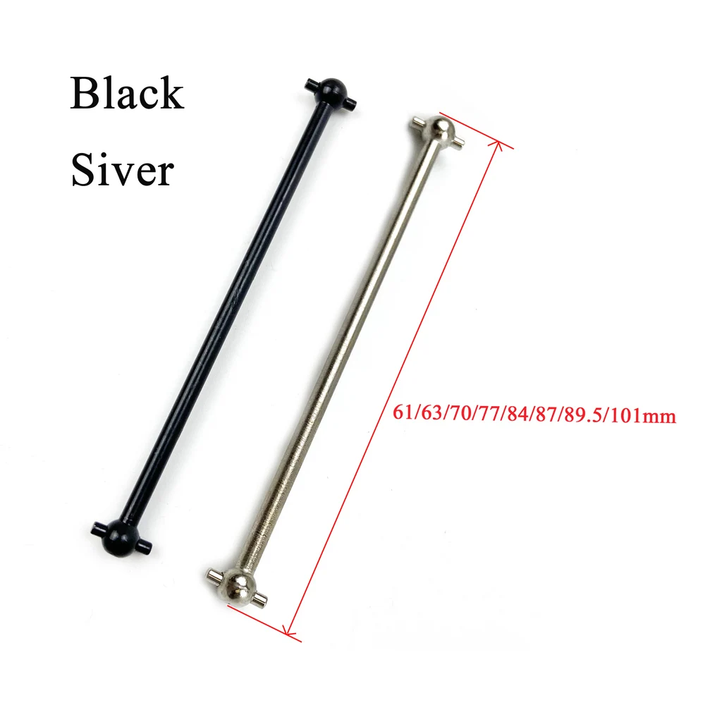 2pcs/set Steel Metal Drive Shaft Dogbone Overall Length 61mm 63mm 70mm 77mm 84mm 87mm 89.5mm 100mm For HSP 1/10 RC Car Parts