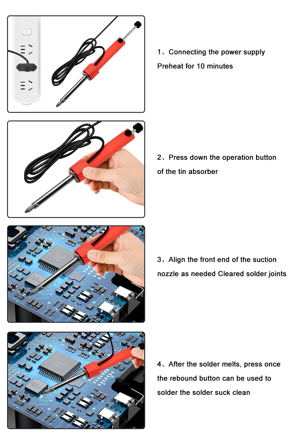 LF 30W electrothermal Solder Sucker Welding Vacuum Desoldering Pump/Soldering Iron/Removal Solder Iron Pen Welding Repair Tool