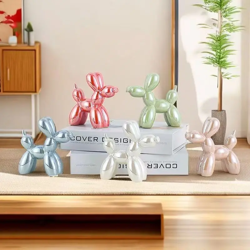 ERMAKOVA 11cm/4.3inch Creative Balloon Dog Abstract Ceramic Ornament Sculpture Figurine Statue Home Office Decoration Gift