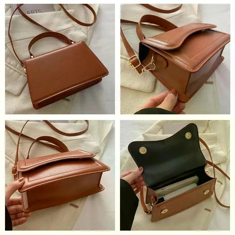 High Quality PU Leather Handbag Purse Women's Bag Solid Color Shoulder Crossbody Bags Lady Messenger Small Tote for Women Girls