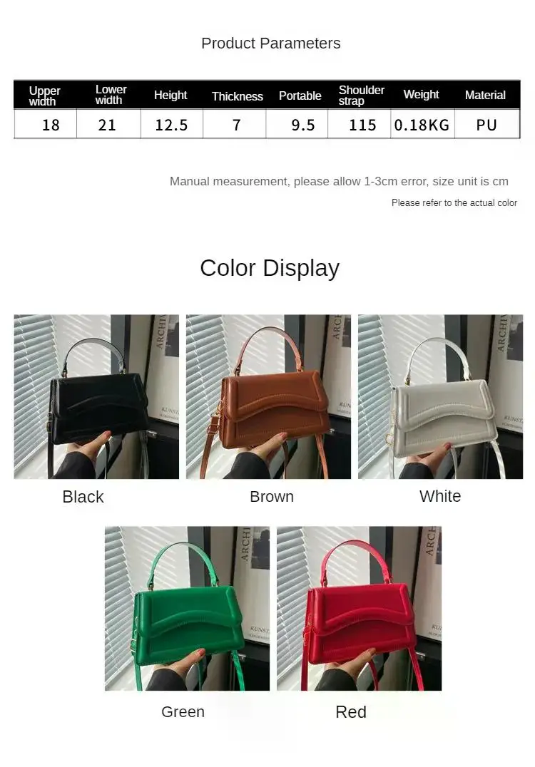 High Quality PU Leather Handbag Purse Women's Bag Solid Color Shoulder Crossbody Bags Lady Messenger Small Tote for Women Girls