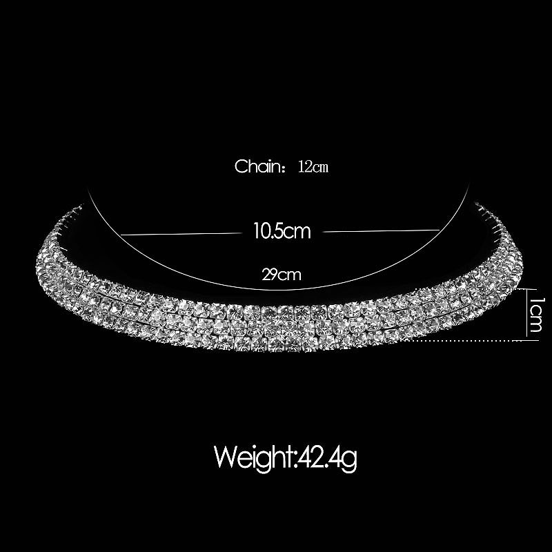 TREAZY Women Diamante Rhinestone Choker Necklace Silver Color Wedding Bridal Party Crystal Collar Choker Chain Necklace Jewelry