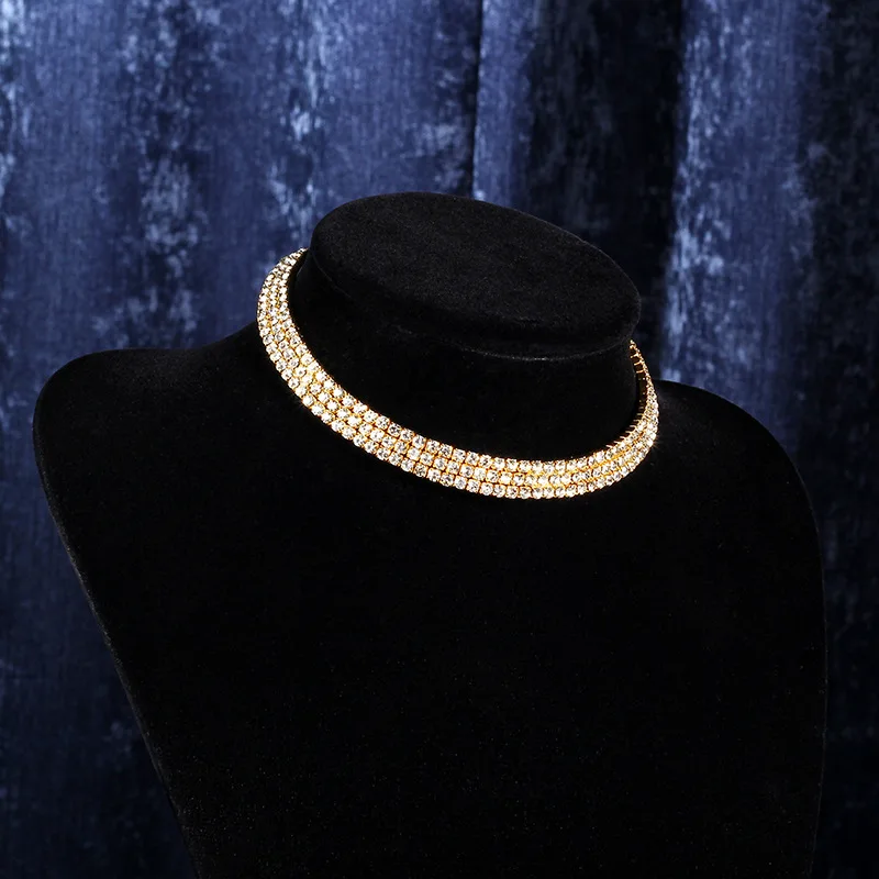 TREAZY Women Diamante Rhinestone Choker Necklace Silver Color Wedding Bridal Party Crystal Collar Choker Chain Necklace Jewelry