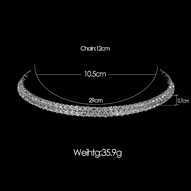 TREAZY Women Diamante Rhinestone Choker Necklace Silver Color Wedding Bridal Party Crystal Collar Choker Chain Necklace Jewelry