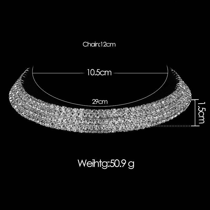 TREAZY Women Diamante Rhinestone Choker Necklace Silver Color Wedding Bridal Party Crystal Collar Choker Chain Necklace Jewelry