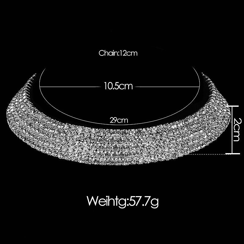 TREAZY Women Diamante Rhinestone Choker Necklace Silver Color Wedding Bridal Party Crystal Collar Choker Chain Necklace Jewelry