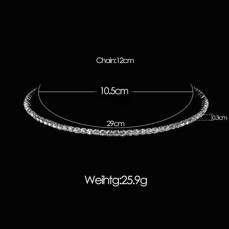 TREAZY Women Diamante Rhinestone Choker Necklace Silver Color Wedding Bridal Party Crystal Collar Choker Chain Necklace Jewelry
