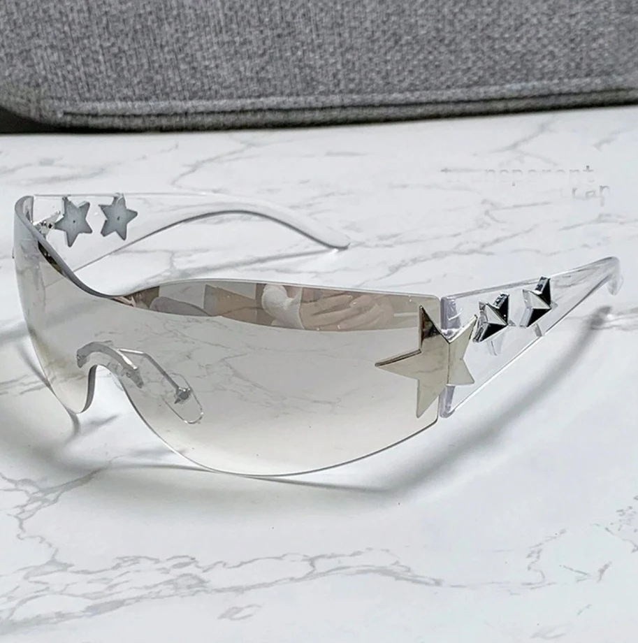 1PC Large Frame Women Multicolor Y2K Glasses Star Glasses Bohemian Style Suitable For Parties And Trips Summer Party