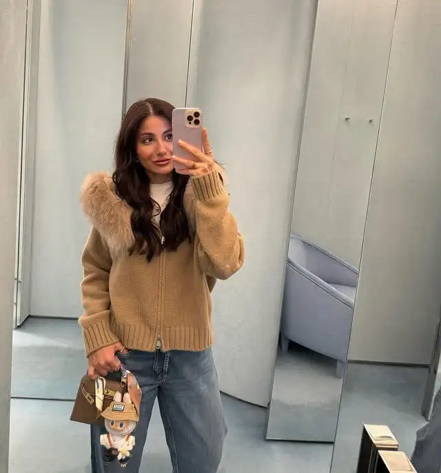 OFTBUY New Fashion Autumn Winter Casual Hooded Real Fox Fur Collar Fashion Short Knitted Jacket with Natural Fur Coat for Women