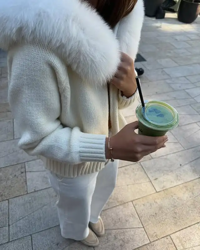 OFTBUY New Fashion Autumn Winter Casual Hooded Real Fox Fur Collar Fashion Short Knitted Jacket with Natural Fur Coat for Women