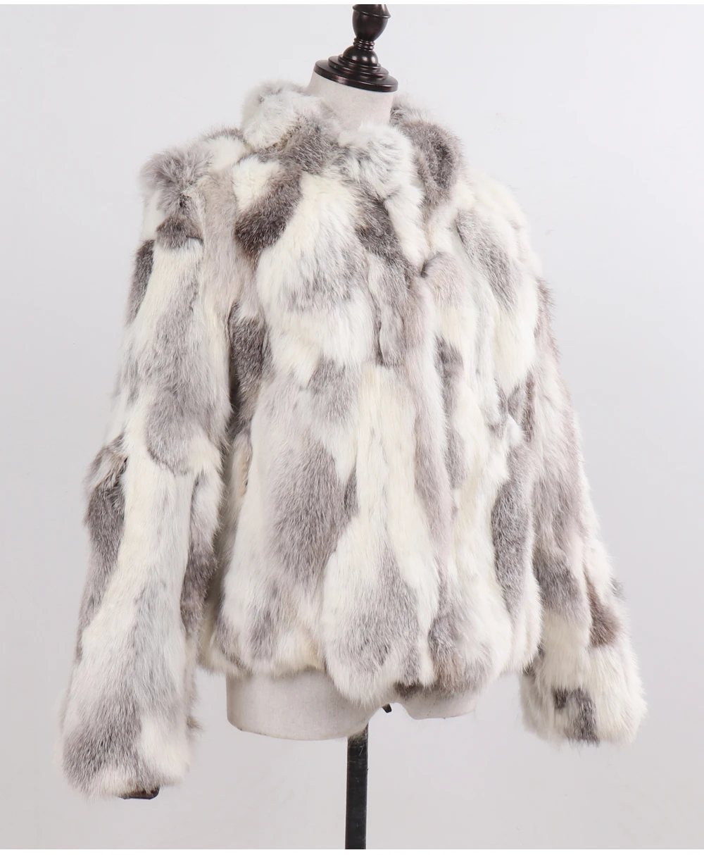 2026 New Style Genuine Rabbit Fur Coat Women Real Rabbit Fur Jacket Lady Winter Fur Overcoat Customized Big Size Mandarin Collar