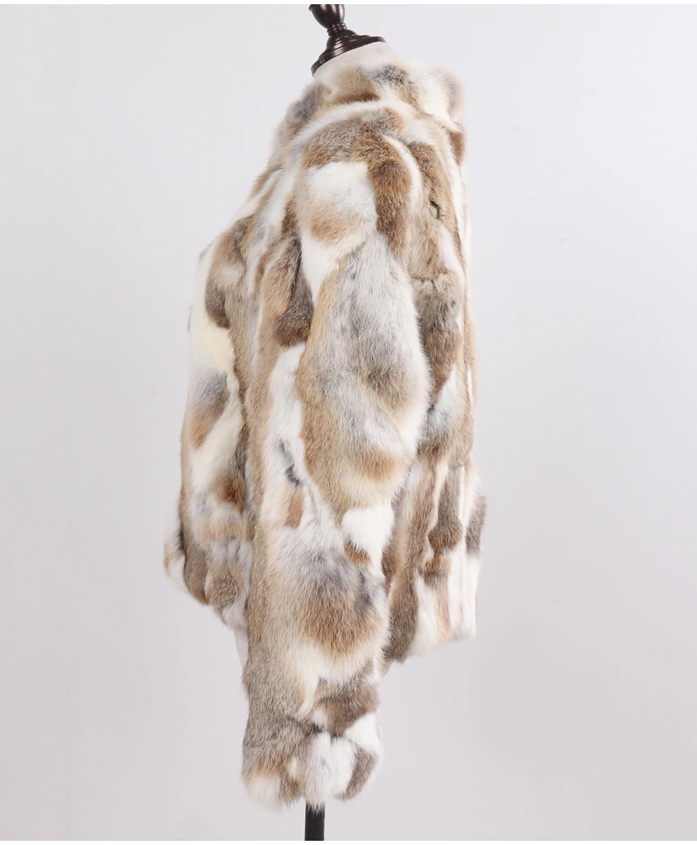 2026 New Style Genuine Rabbit Fur Coat Women Real Rabbit Fur Jacket Lady Winter Fur Overcoat Customized Big Size Mandarin Collar