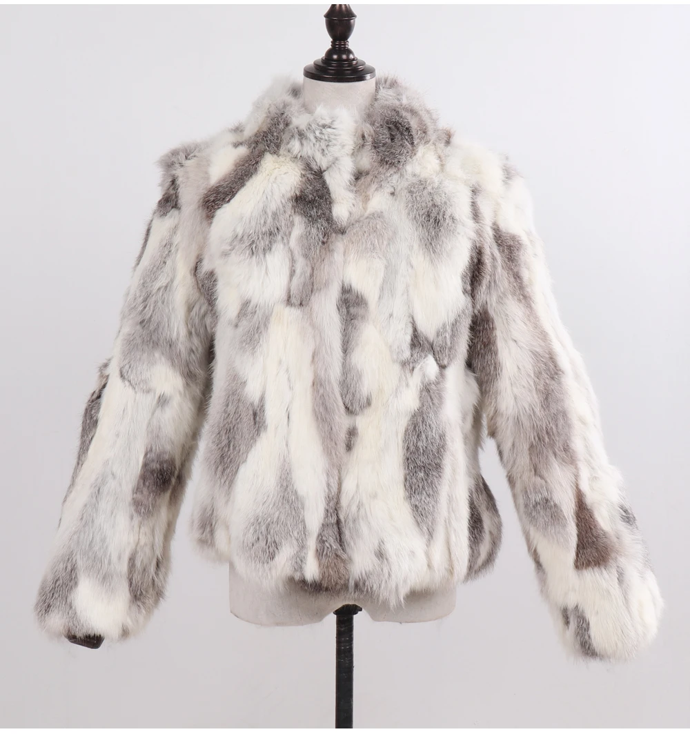 2026 New Style Genuine Rabbit Fur Coat Women Real Rabbit Fur Jacket Lady Winter Fur Overcoat Customized Big Size Mandarin Collar
