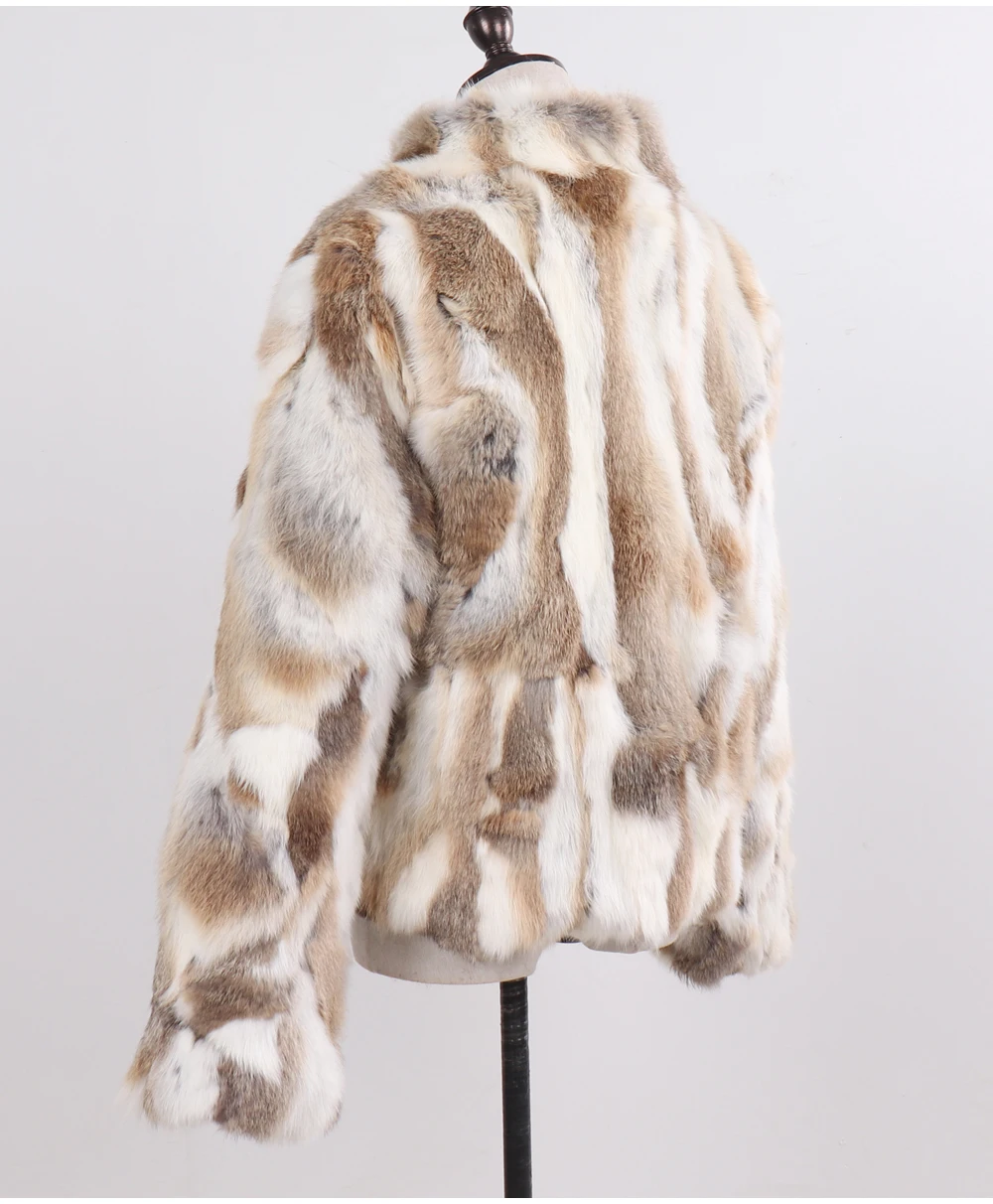 2026 New Style Genuine Rabbit Fur Coat Women Real Rabbit Fur Jacket Lady Winter Fur Overcoat Customized Big Size Mandarin Collar