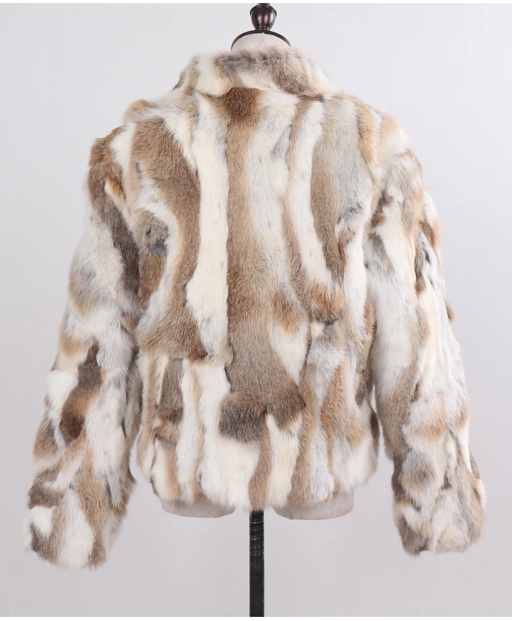 2026 New Style Genuine Rabbit Fur Coat Women Real Rabbit Fur Jacket Lady Winter Fur Overcoat Customized Big Size Mandarin Collar
