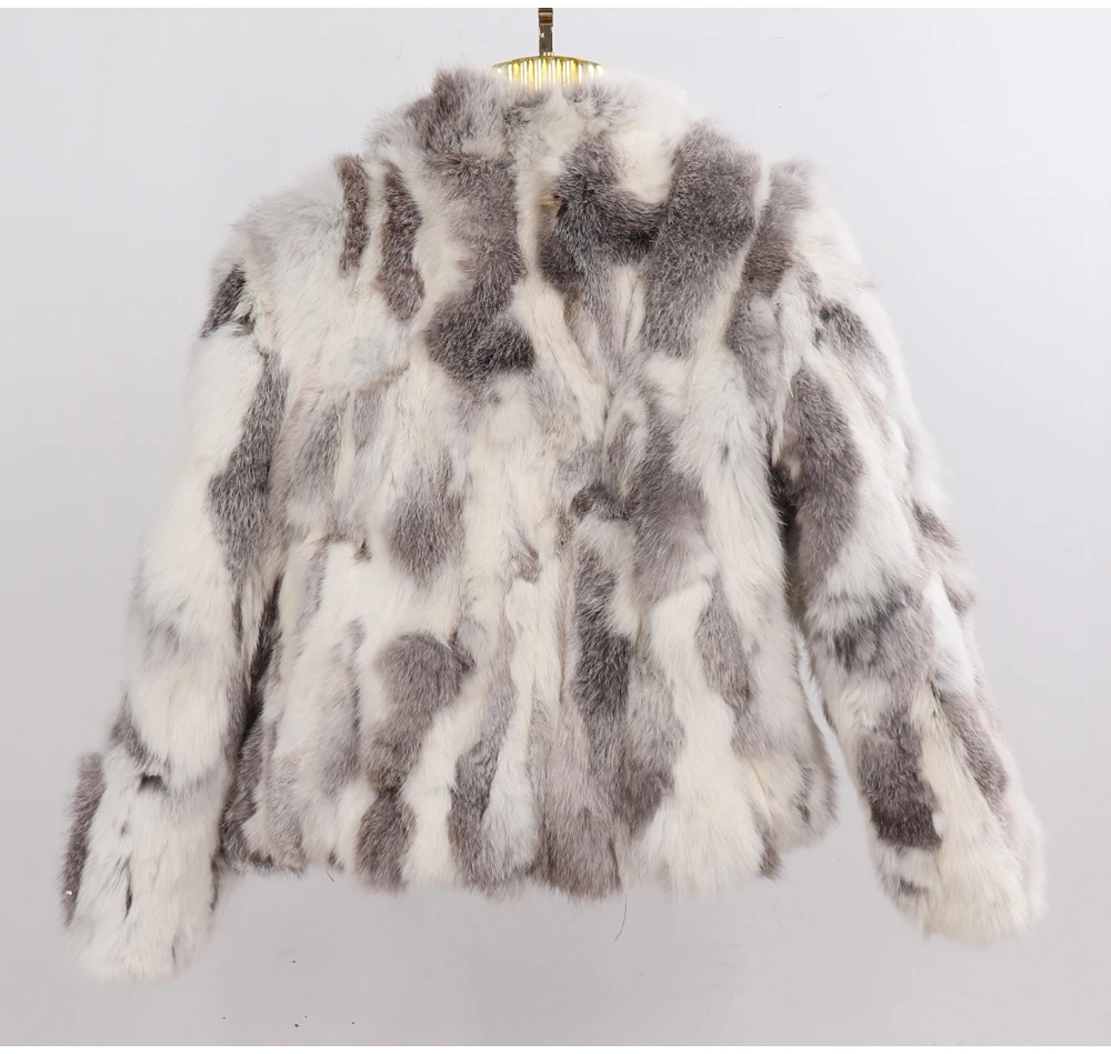 2026 New Style Genuine Rabbit Fur Coat Women Real Rabbit Fur Jacket Lady Winter Fur Overcoat Customized Big Size Mandarin Collar