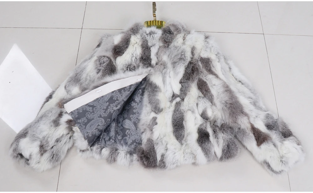 2026 New Style Genuine Rabbit Fur Coat Women Real Rabbit Fur Jacket Lady Winter Fur Overcoat Customized Big Size Mandarin Collar