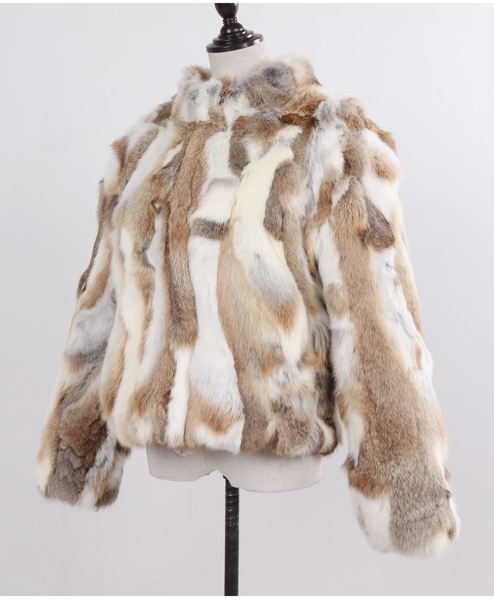 2026 New Style Genuine Rabbit Fur Coat Women Real Rabbit Fur Jacket Lady Winter Fur Overcoat Customized Big Size Mandarin Collar