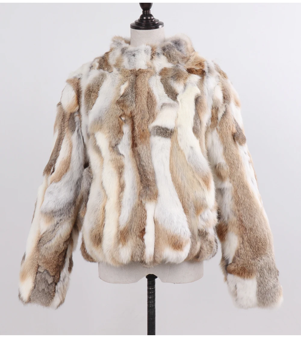 2026 New Style Genuine Rabbit Fur Coat Women Real Rabbit Fur Jacket Lady Winter Fur Overcoat Customized Big Size Mandarin Collar
