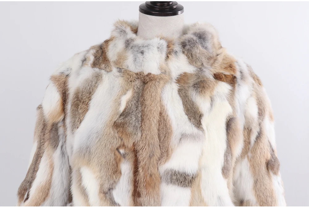 2026 New Style Genuine Rabbit Fur Coat Women Real Rabbit Fur Jacket Lady Winter Fur Overcoat Customized Big Size Mandarin Collar