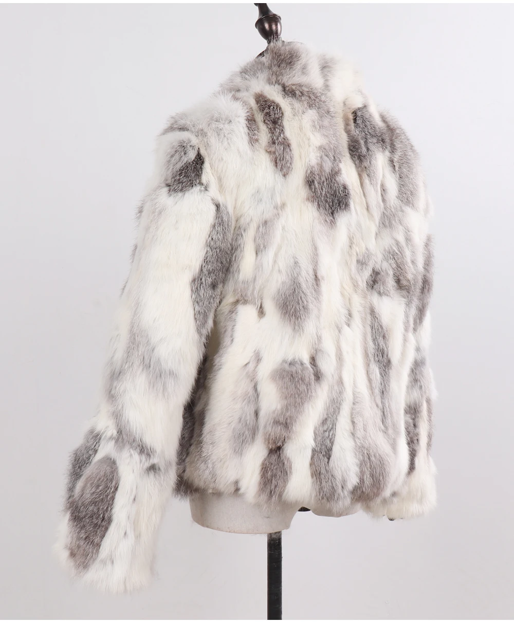 2026 New Style Genuine Rabbit Fur Coat Women Real Rabbit Fur Jacket Lady Winter Fur Overcoat Customized Big Size Mandarin Collar
