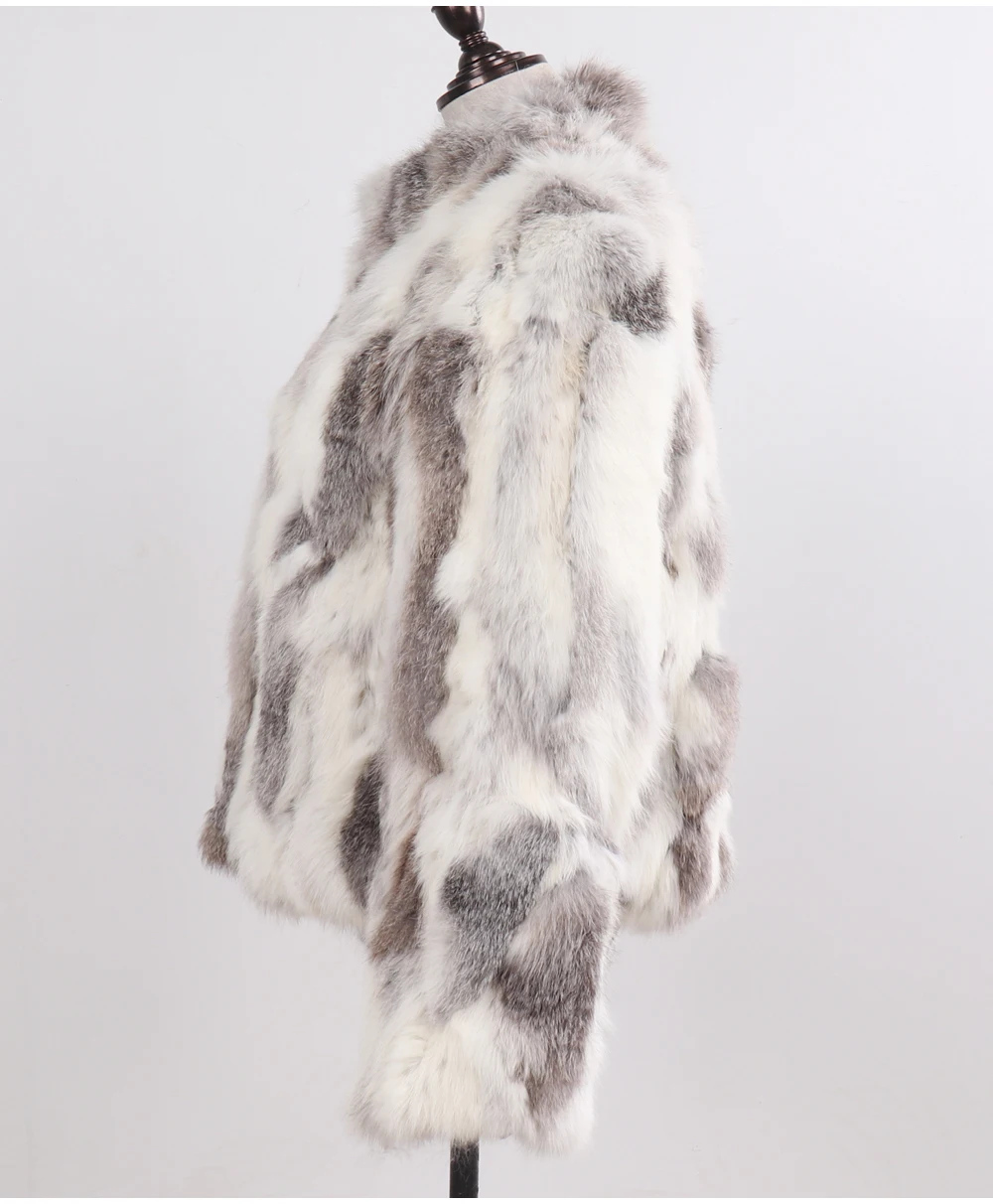 2026 New Style Genuine Rabbit Fur Coat Women Real Rabbit Fur Jacket Lady Winter Fur Overcoat Customized Big Size Mandarin Collar