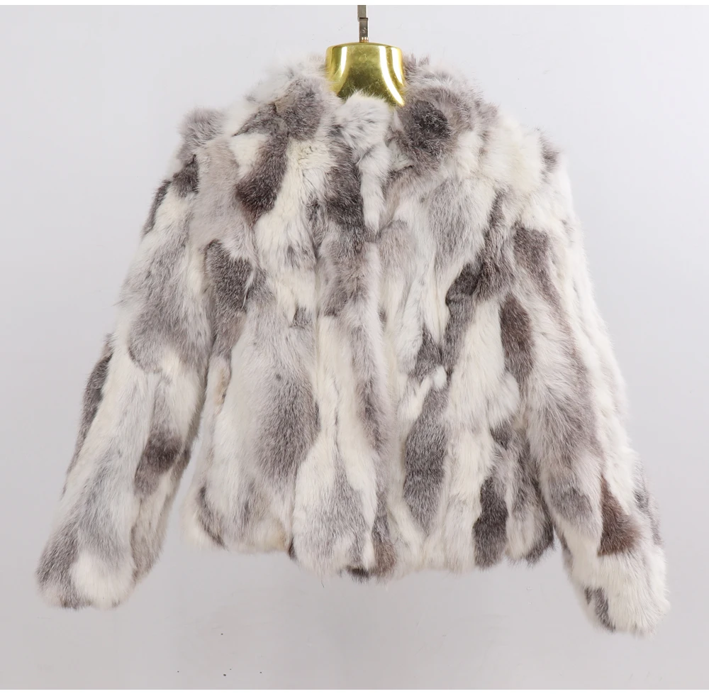 2026 New Style Genuine Rabbit Fur Coat Women Real Rabbit Fur Jacket Lady Winter Fur Overcoat Customized Big Size Mandarin Collar