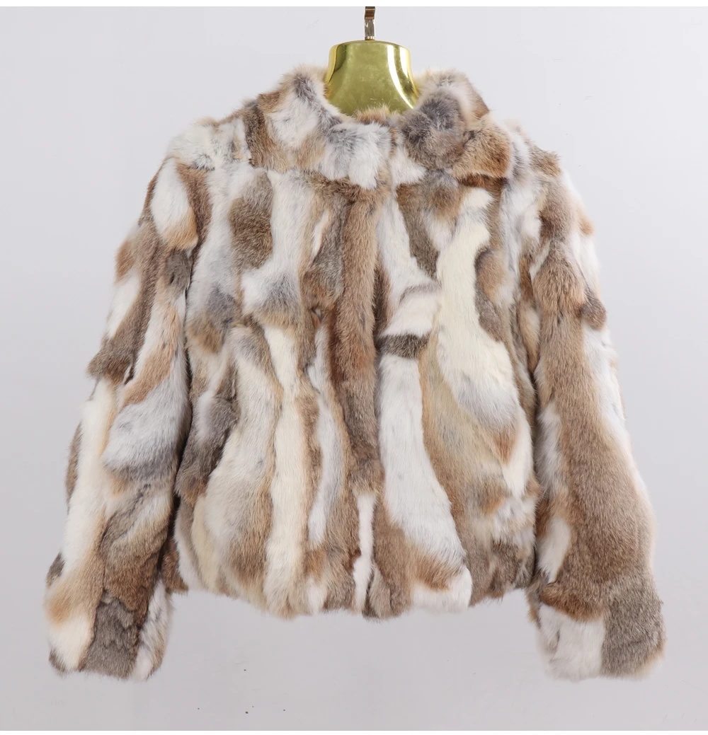 2026 New Style Genuine Rabbit Fur Coat Women Real Rabbit Fur Jacket Lady Winter Fur Overcoat Customized Big Size Mandarin Collar