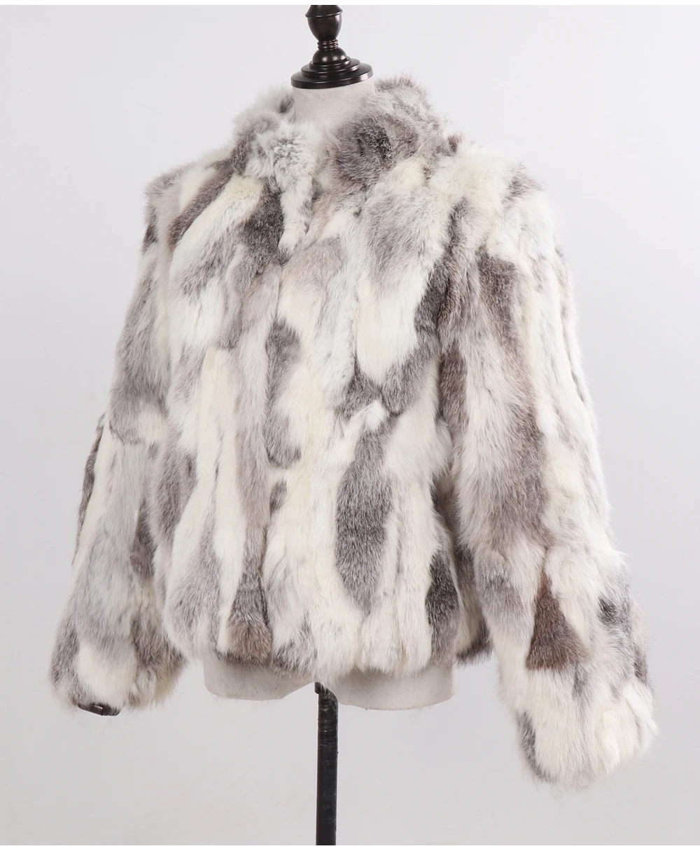 2026 New Style Genuine Rabbit Fur Coat Women Real Rabbit Fur Jacket Lady Winter Fur Overcoat Customized Big Size Mandarin Collar