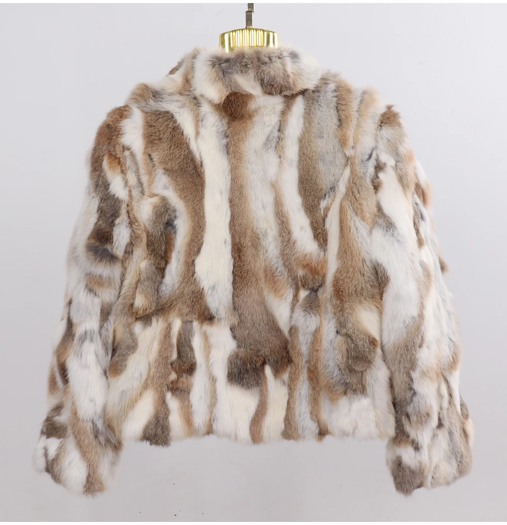 2026 New Style Genuine Rabbit Fur Coat Women Real Rabbit Fur Jacket Lady Winter Fur Overcoat Customized Big Size Mandarin Collar