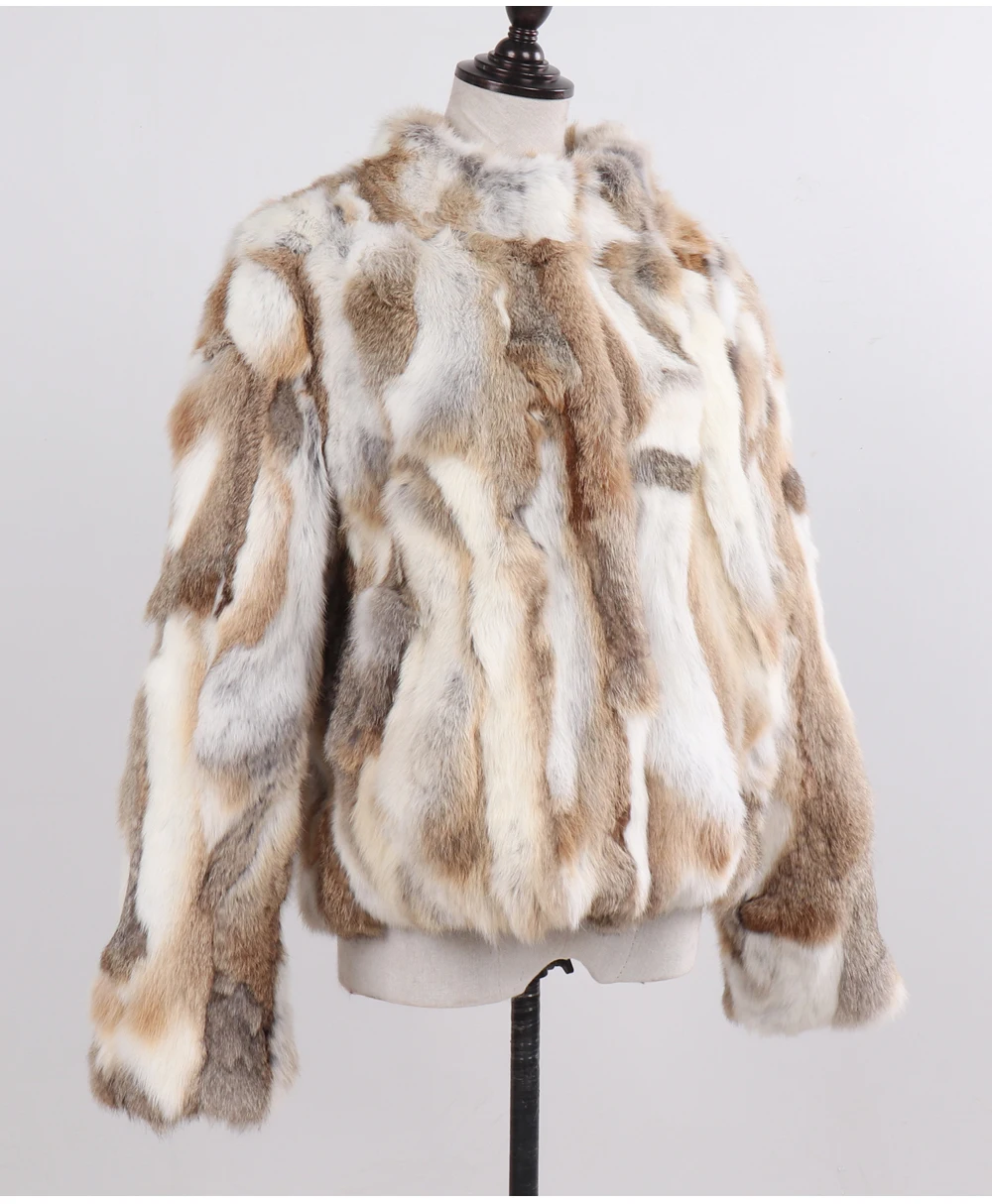 2026 New Style Genuine Rabbit Fur Coat Women Real Rabbit Fur Jacket Lady Winter Fur Overcoat Customized Big Size Mandarin Collar