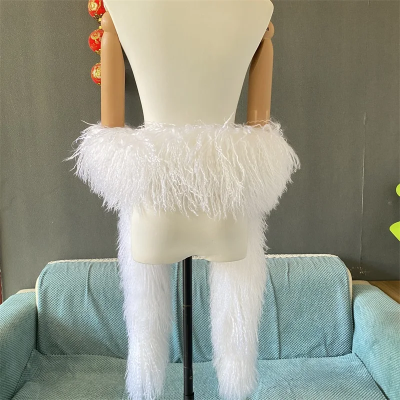 Double Faced Women Outfit Curly Winter Gorgeous Real Mongolian Lamb Fur Scarf