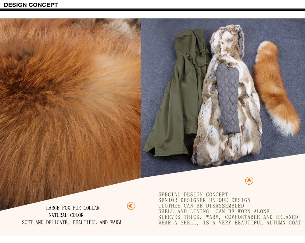 MMK fashion women's parka coat rabbit fur lining big raccoon fur collar winter coat jacket long hooded army green season warm ja