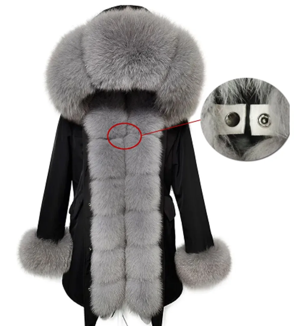 MMK fashion women's parka coat rabbit fur lining big raccoon fur collar winter coat jacket long hooded army green season warm ja