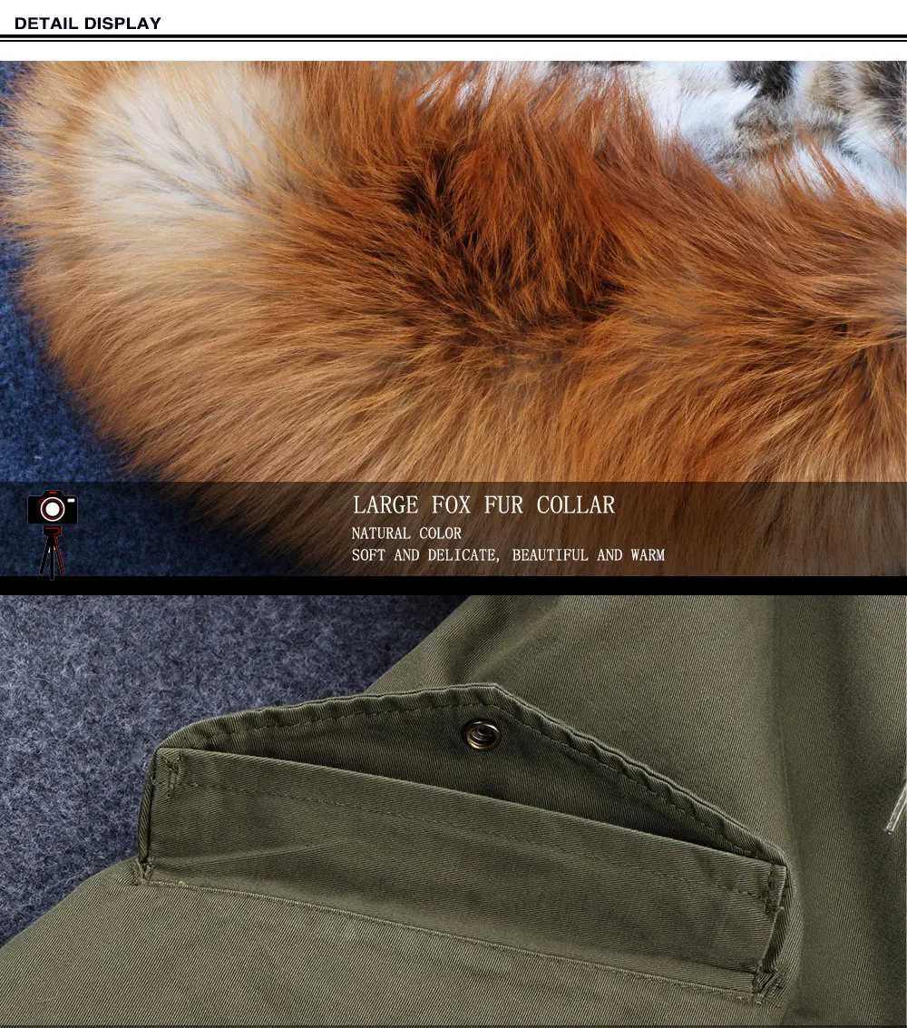 MMK fashion women's parka coat rabbit fur lining big raccoon fur collar winter coat jacket long hooded army green season warm ja