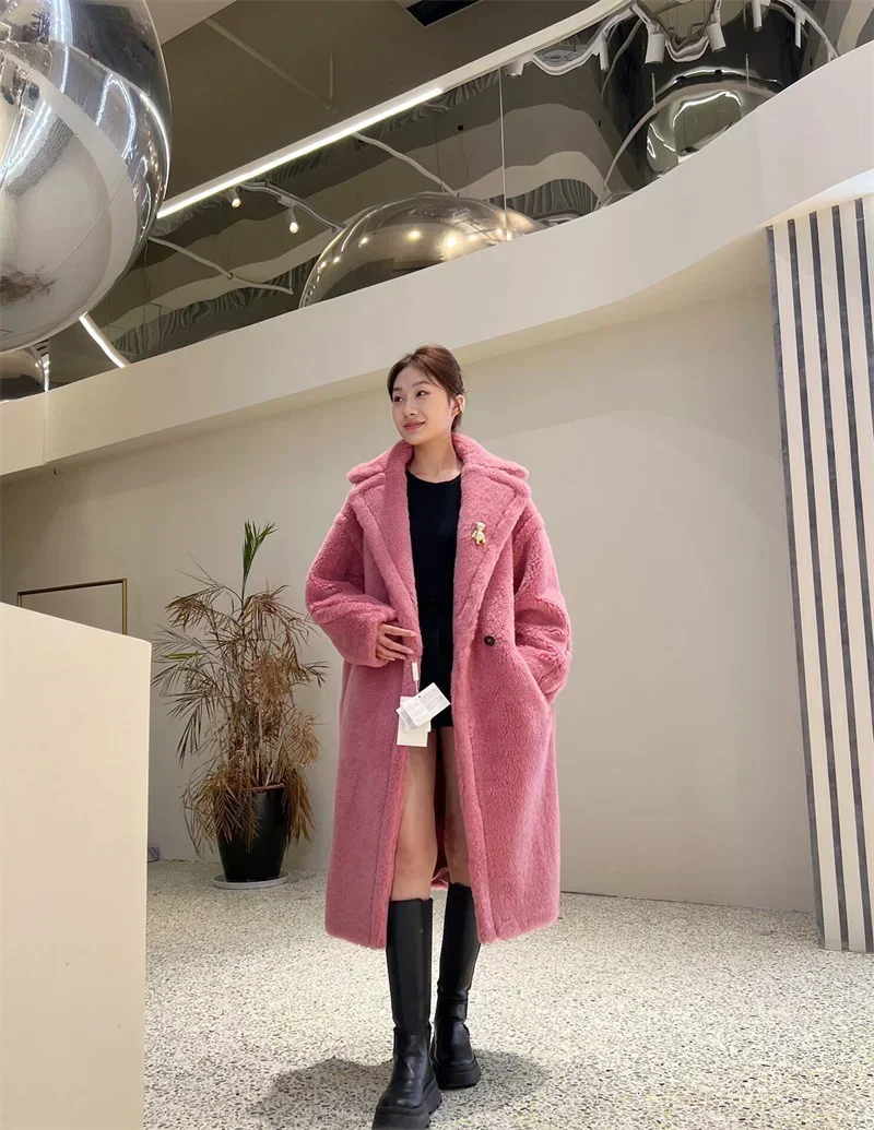 Max Teddy Coat 62% Alpaca 26% Wool 12% Silk Coat Winter Thicken Women's Coat