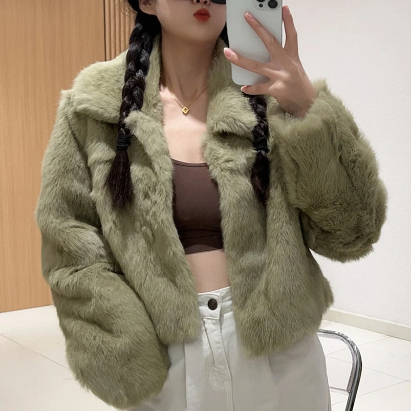 Fancy Rani Natural Fur Coat Women Winter Jacket Real Leather And Fur Short Women's Clothing Female Outerwears With 2024 Black